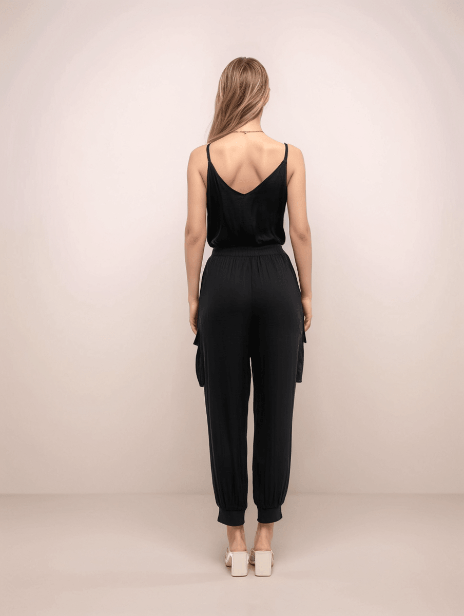Satin Cargo Jumpsuit - Peripety Boutique