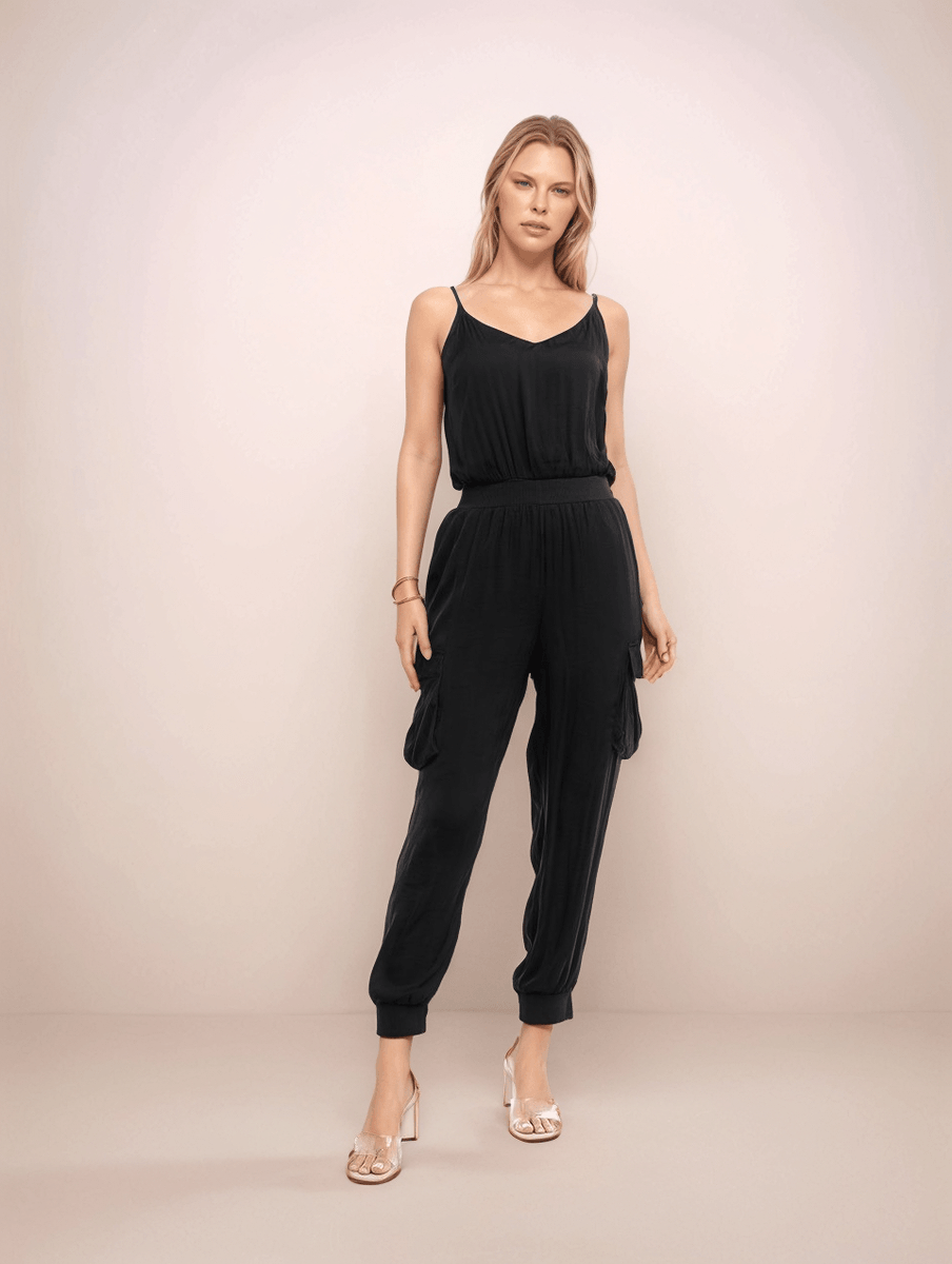 Satin Cargo Jumpsuit - Peripety Boutique