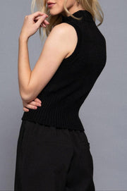 Front Zipper Sleeveless Sweater - Peripety Boutique