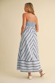 Striped Cotton Maxi Dress - Peripety Boutique