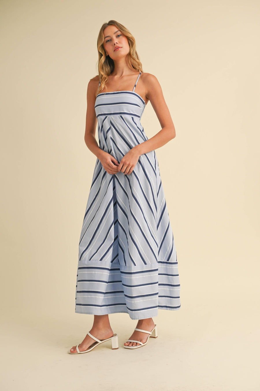 Striped Cotton Maxi Dress - Peripety Boutique