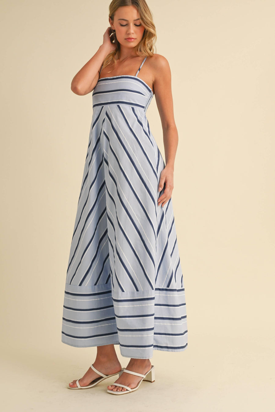 Striped Cotton Maxi Dress - Peripety Boutique