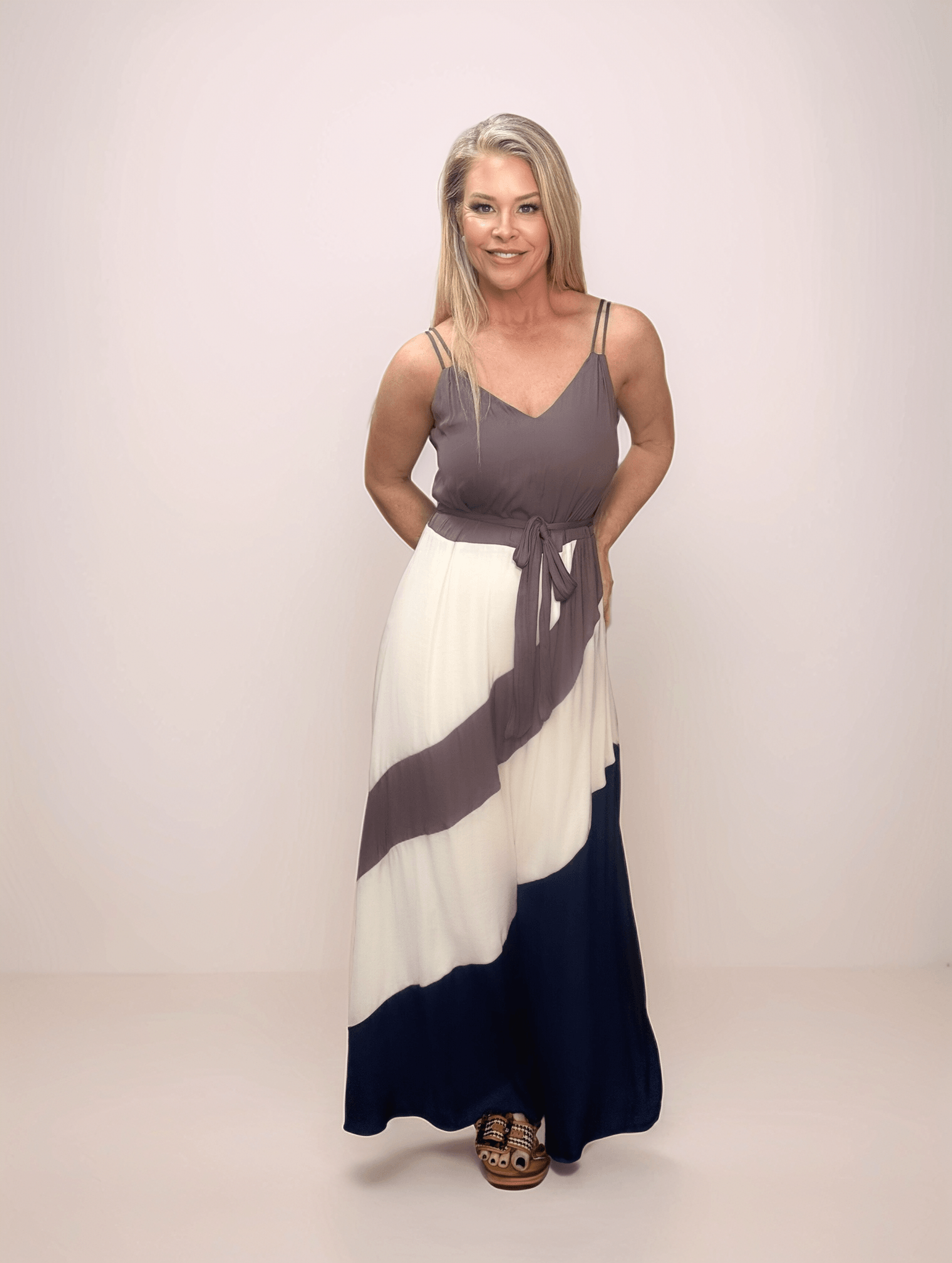 Sleeveless Color Block Maxi Dress - Peripety Boutique