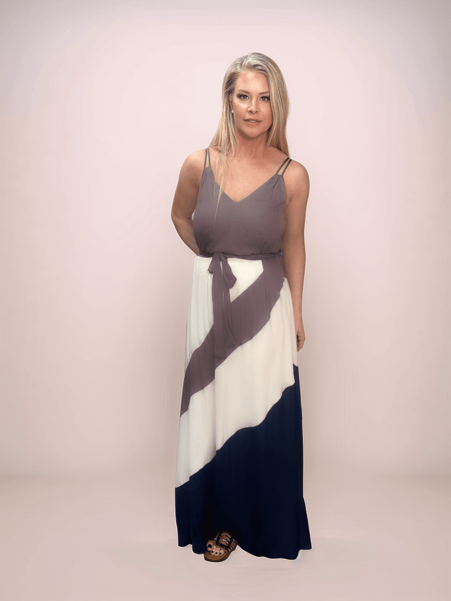 Sleeveless Color Block Maxi Dress - Peripety Boutique