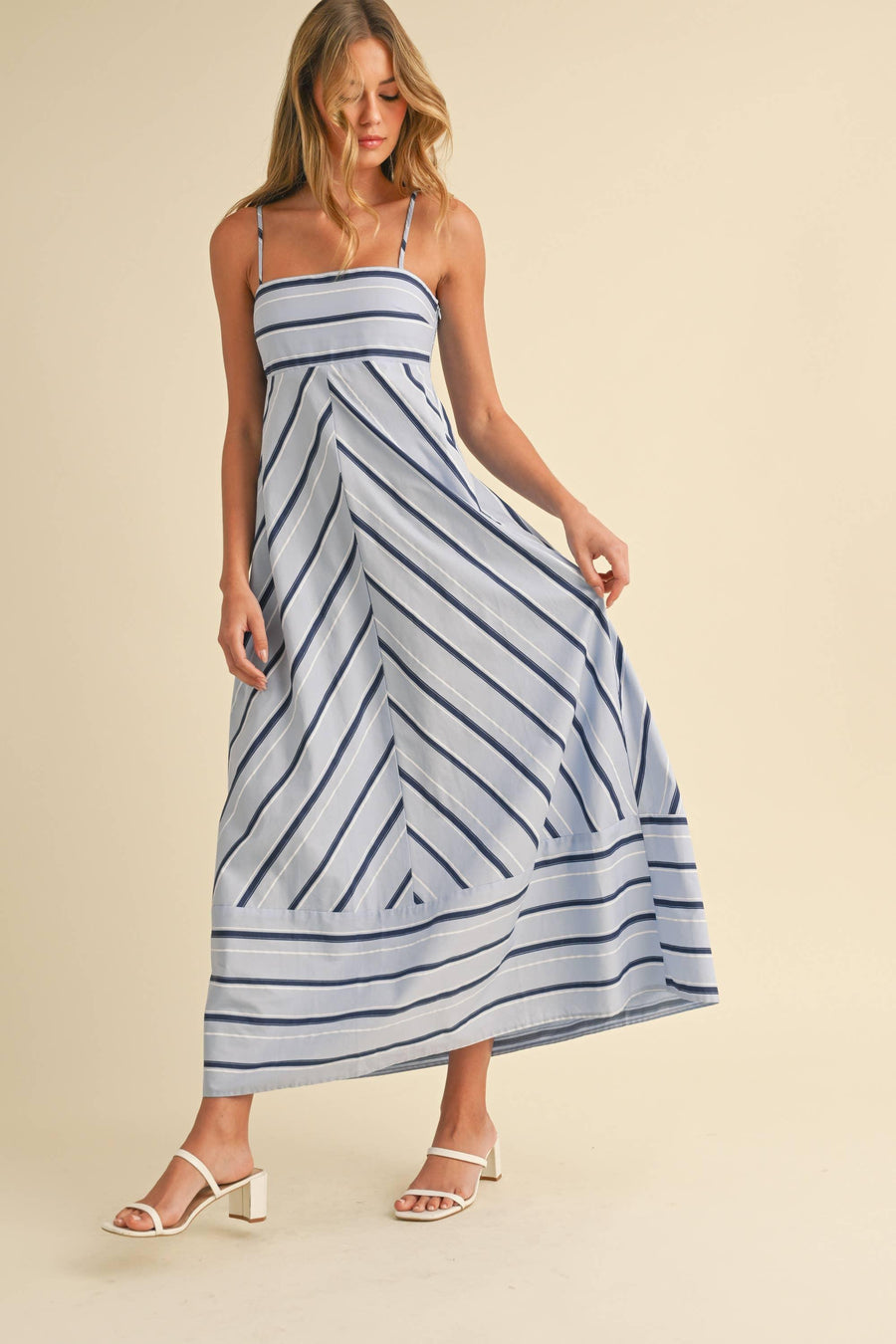 Striped Cotton Maxi Dress - Peripety Boutique