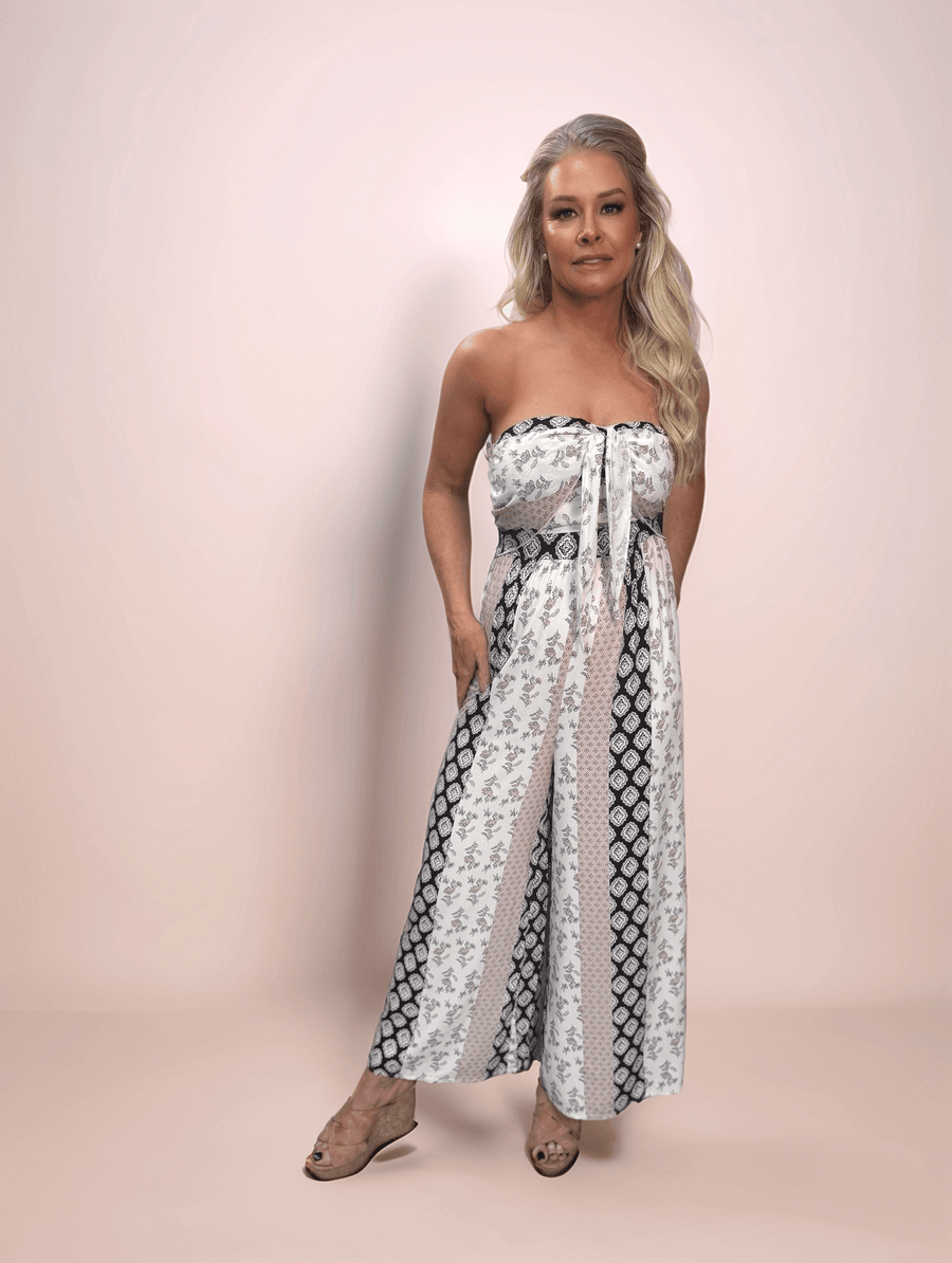 Strapless Jumpsuit with Front Knot - Peripety Boutique