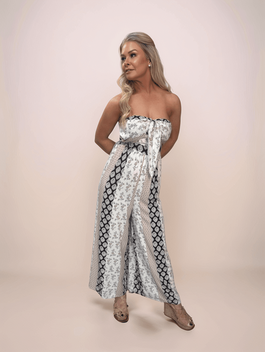 Strapless Jumpsuit with Front Knot - Peripety Boutique
