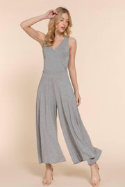 Sleeveless Surplice Knit Jumpsuit - Peripety Boutique