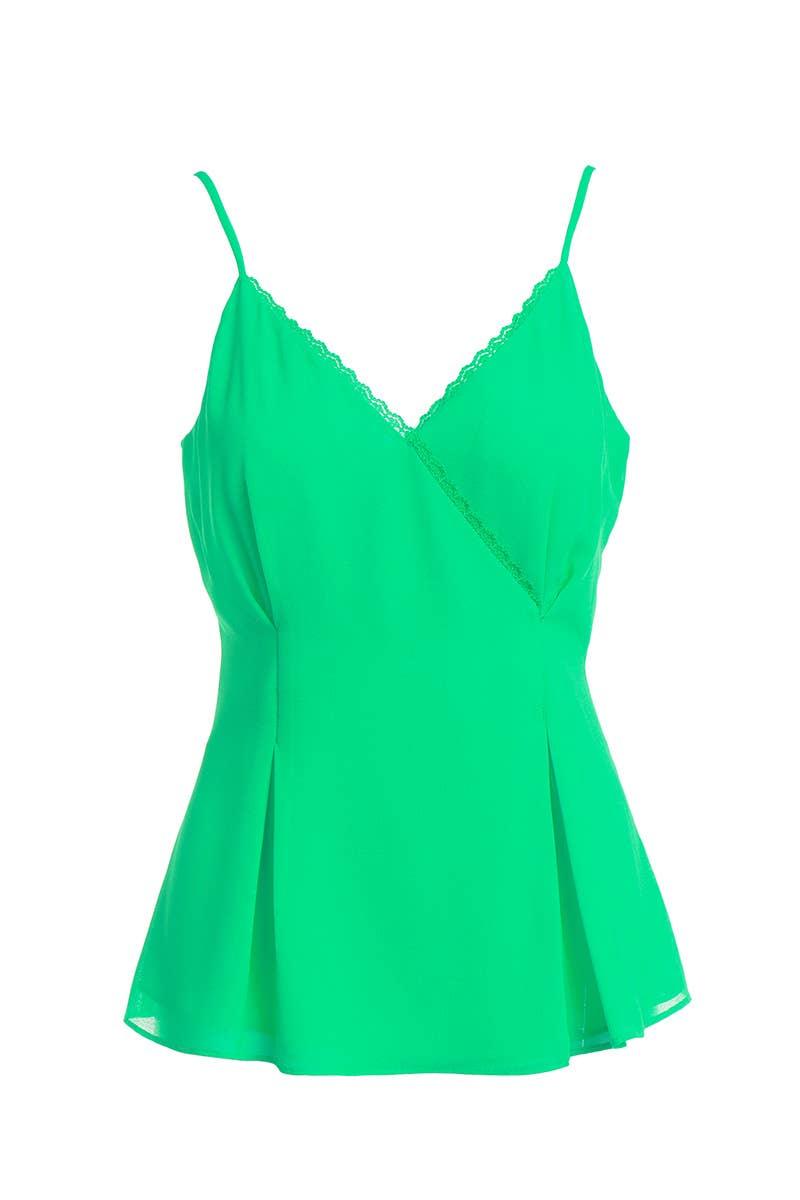 Wrap Camisole With Lace Trim - Peripety Boutique