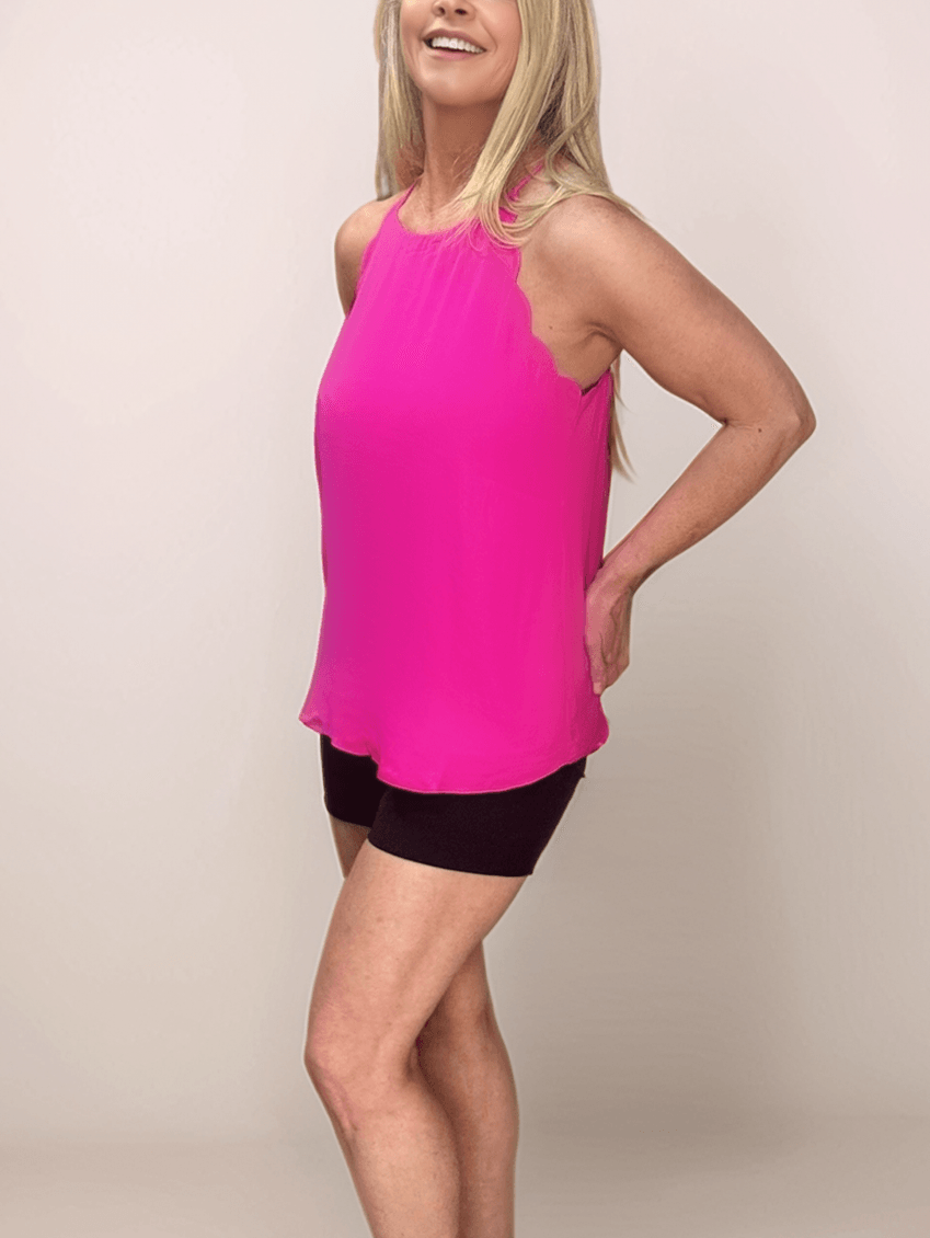 Halter Tank Top with Scallop Trim - Peripety Boutique