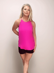 Halter Tank Top with Scallop Trim - Peripety Boutique