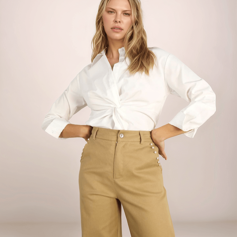 Front Twist Button Down Shirt - Peripety Boutique