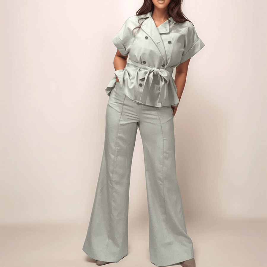 BACK PLEATED JACKET AND PANTS SET