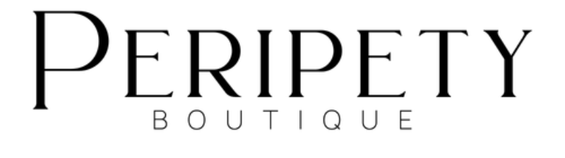 Logo of Peripety Boutique with a black text on a white background