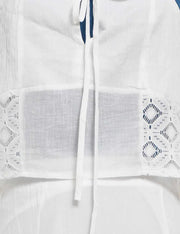 White lace-trimmed garment with a close-up view of the lace details.