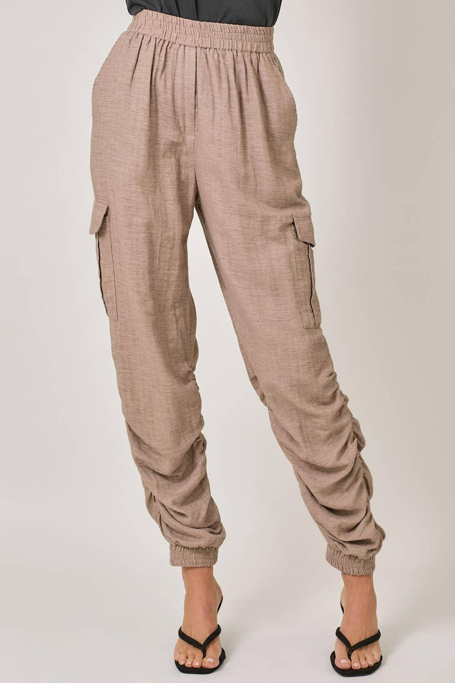 Leg Shirring Detail Jogger Pants - Peripety Boutique