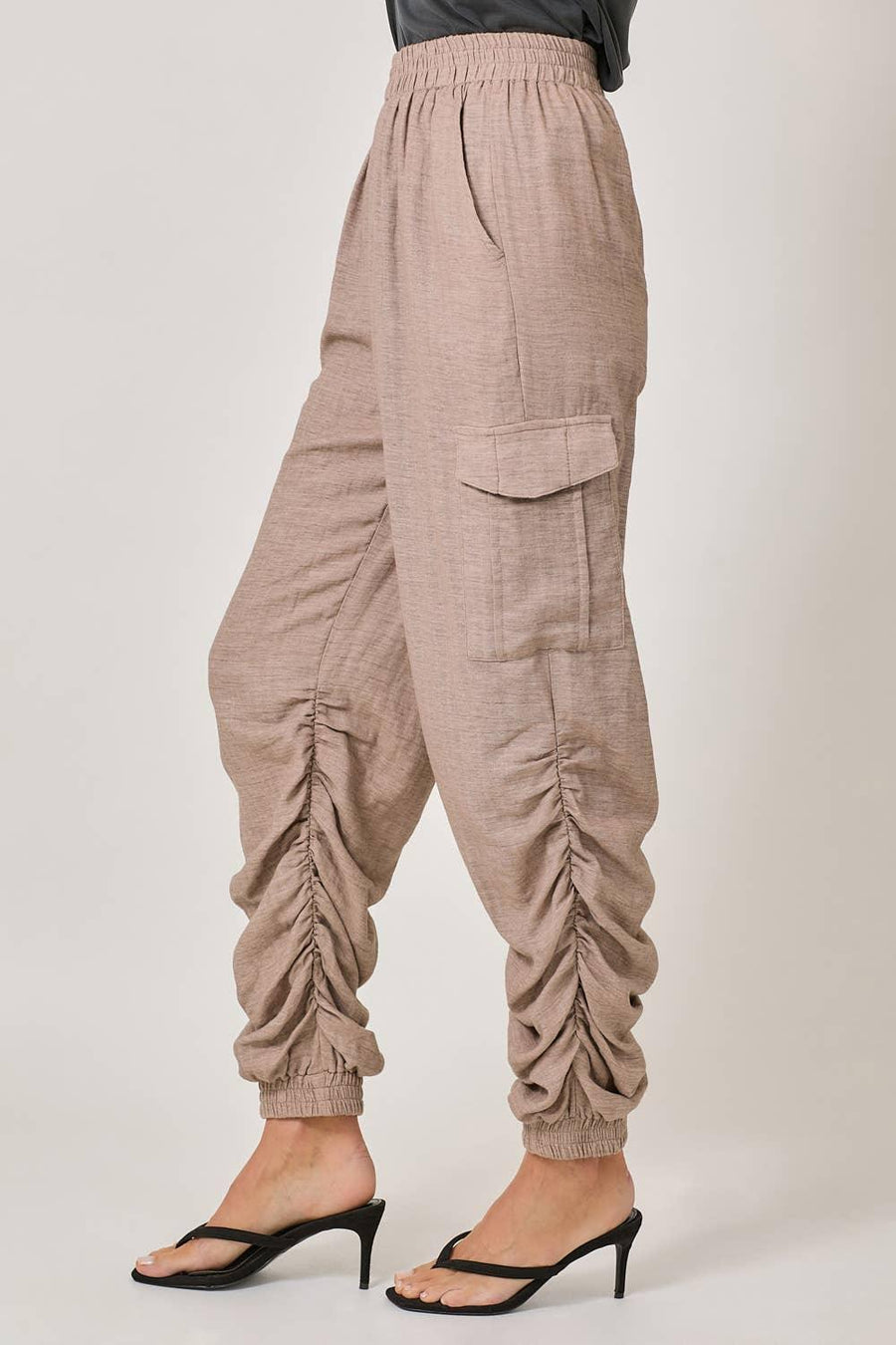 Leg Shirring Detail Jogger Pants - Peripety Boutique